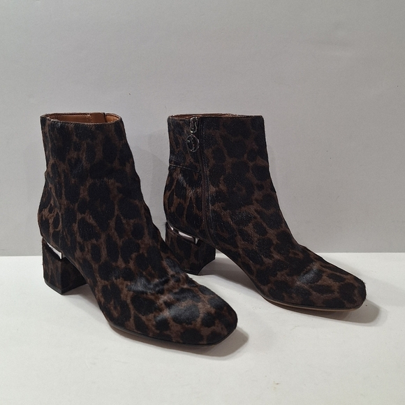 Franco Sarto Leather Calf Hair Black Brown Marquee Leopard Animal Print Boot 8.5 - Picture 2 of 13